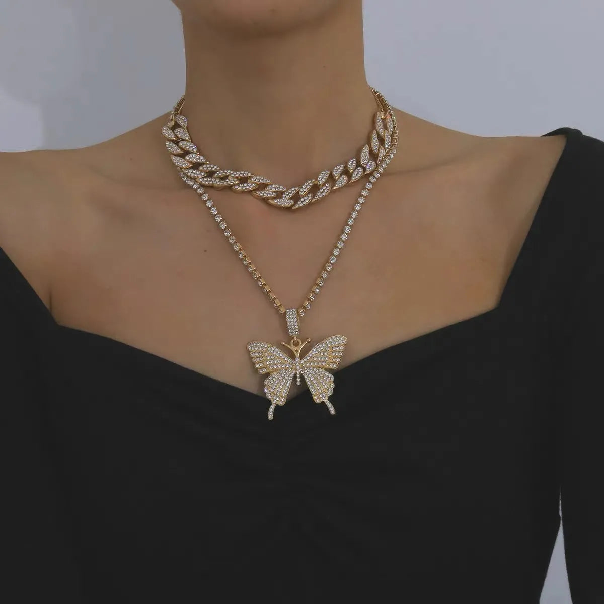 Collar mariposa doble butterfly