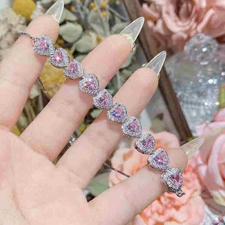 Pulsera Perséfone | Eslabones de Corazón Rosa