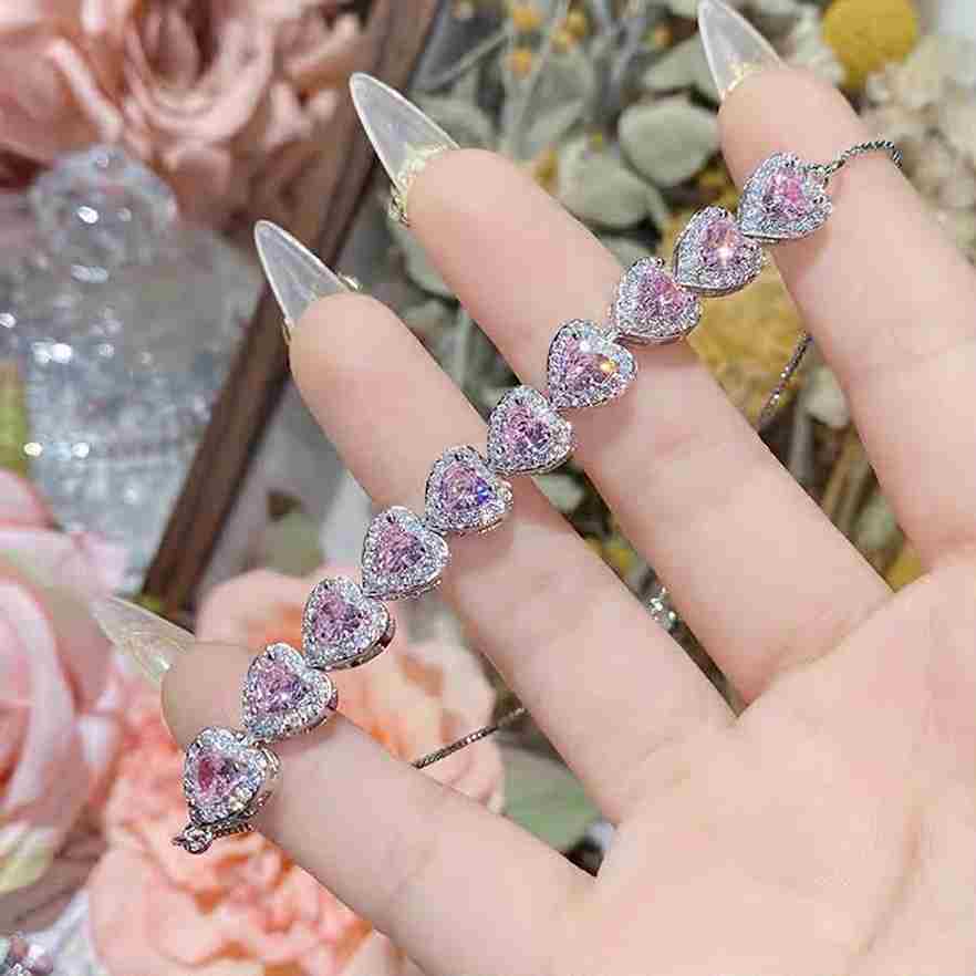 Pulsera Perséfone | Eslabones de Corazón Rosa